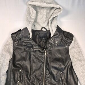 Last Kiss Moto Style Youth Girls Jacket sz L Faux Leather Zip Up Biker Moto